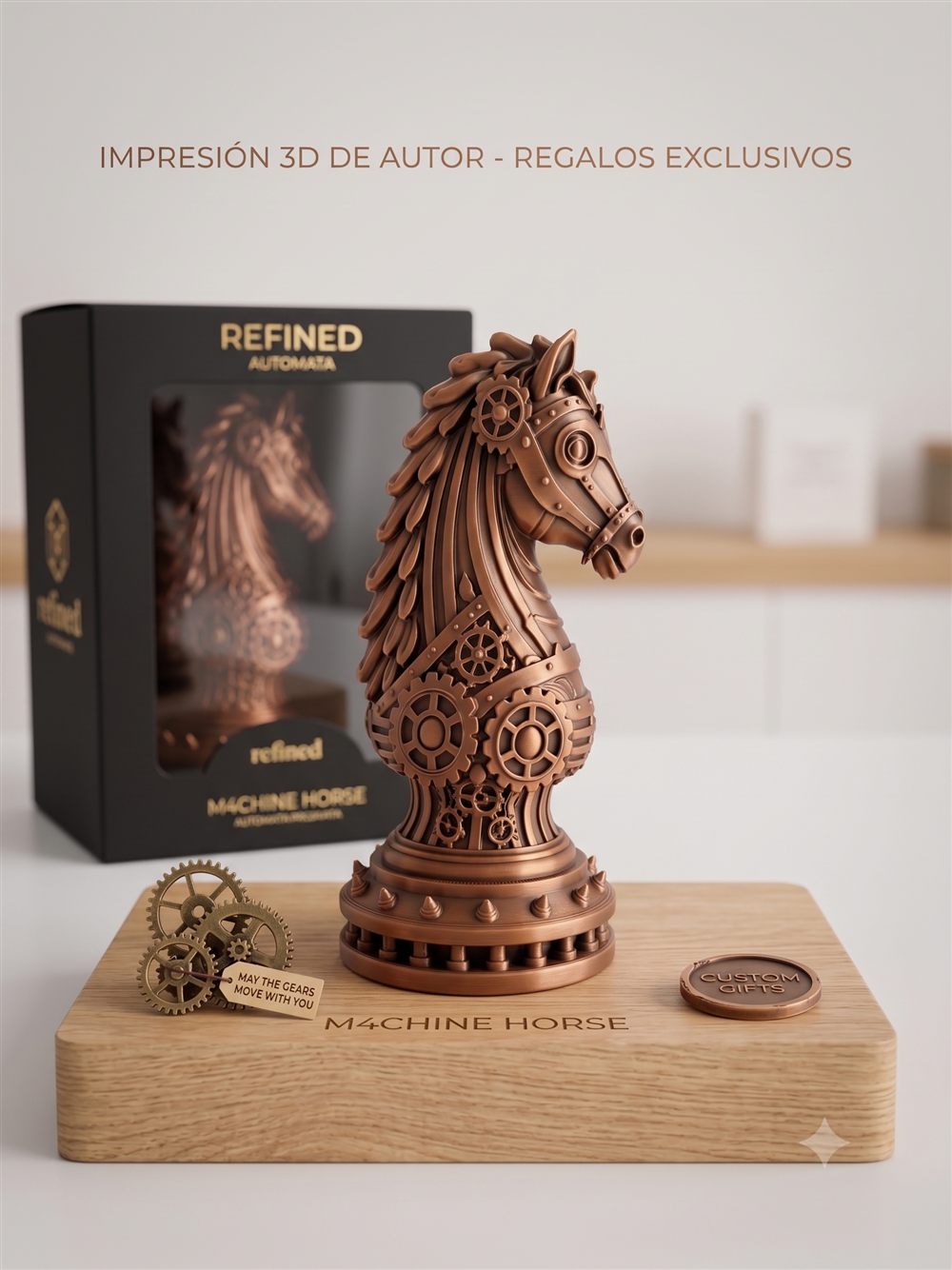 Caballo autómata en cobre